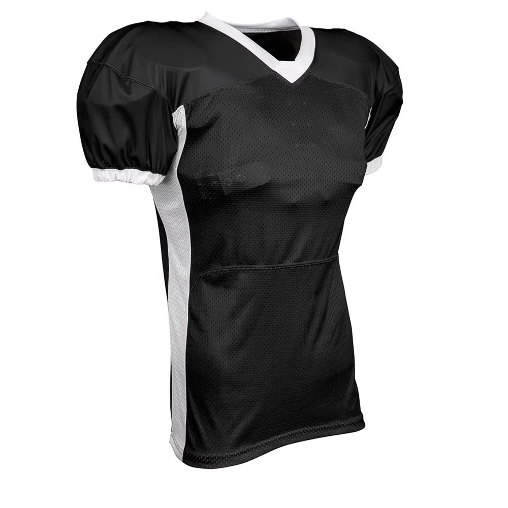 CHAMPPRO Adult Blitz Football Jersey Black White Mesh V-Neck Short Sleeve L‎